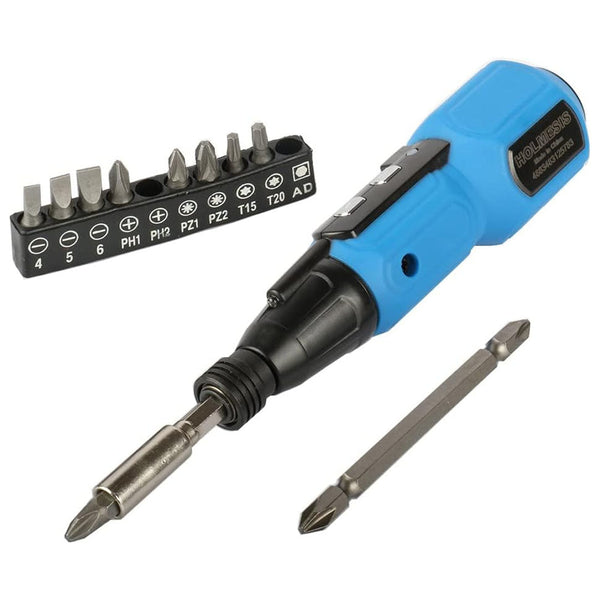 9x1 Cordless Screwdriver with Interchangeable Heads, Rechargeable and 900mAh Battery