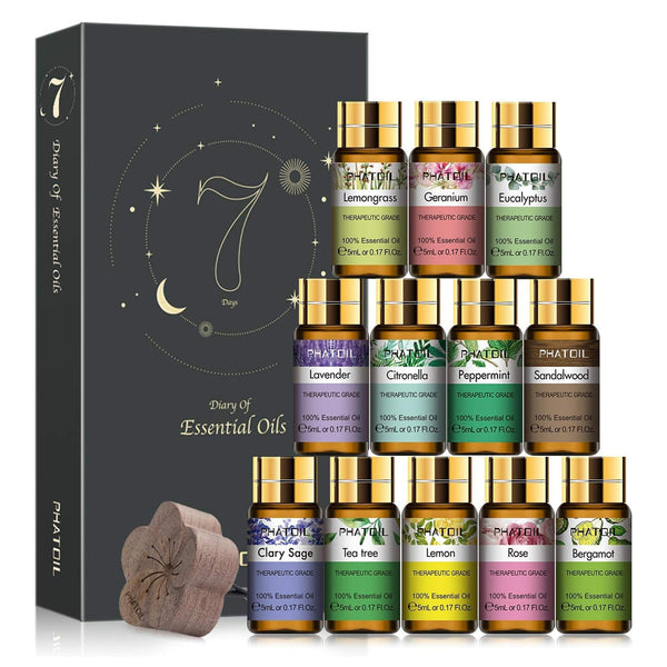 Essential Oil Set Consisting of 12 Distinct Aromatic Scents