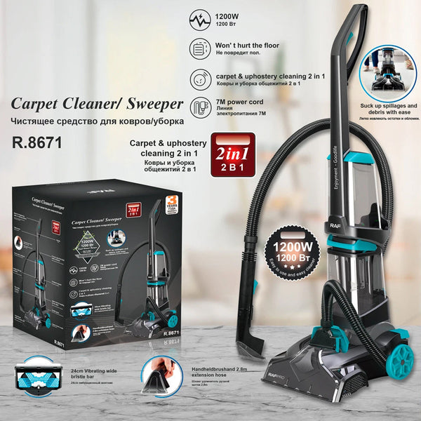 RAF R.8671 2*1 Home Vacuum Cleaner 1200W with 800Kpa Powerful Suction