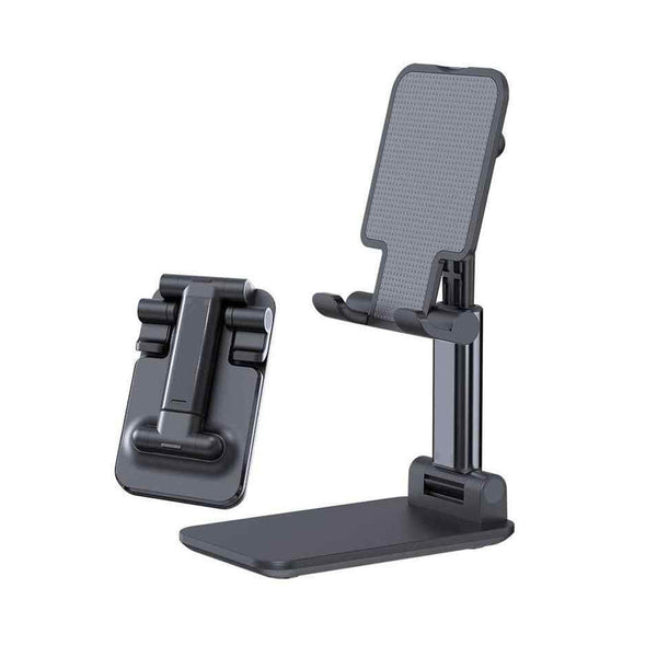 L305 Folding Desktop Phone Stand With Angle & Height Adjustable Desktop Phone Holder Cradle Dock Compatible with Mobile Phones & Tablets (Black or White)