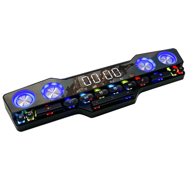 Multi-port Wireless Bluetooth Soundbar with RGB Lights Digital Clock