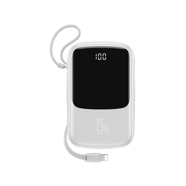 Baseus Qpow Digital Display 3A Power Bank 10000mAh with IP Cable -White