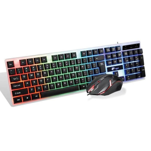 L-Shark T-350 USB Wired Rainbow Light Gaming Keyboard + LED Mouse