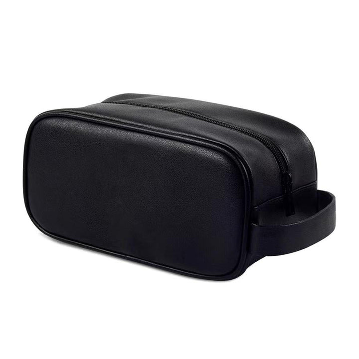 Men's Synthetic Leather Toiletry Organizer Bag Retro Wristlet Handbag Portable Cosmetic Case