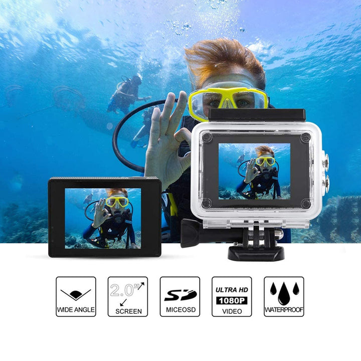 Action Cam 4K WiFi Waterproof Sports Camera 170 Degree HD Adjustable Viewing Angle 16MP