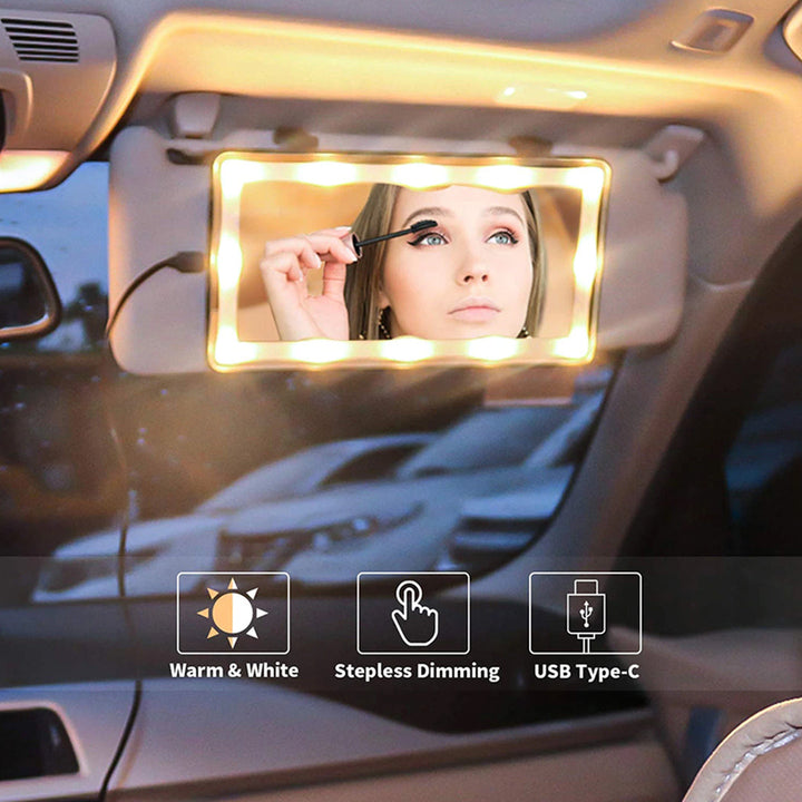 Ultra-thin Adjustable Car LED Light Makeup Mirror Fits Most Cars