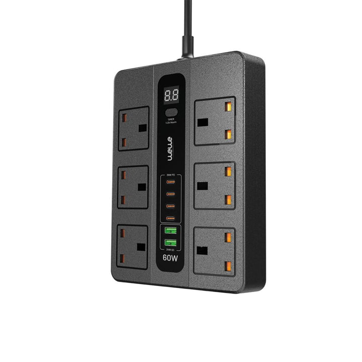 WEWE - SC001 Universal Outlet Fast Charging Power Strip with 6 Power Sockets 