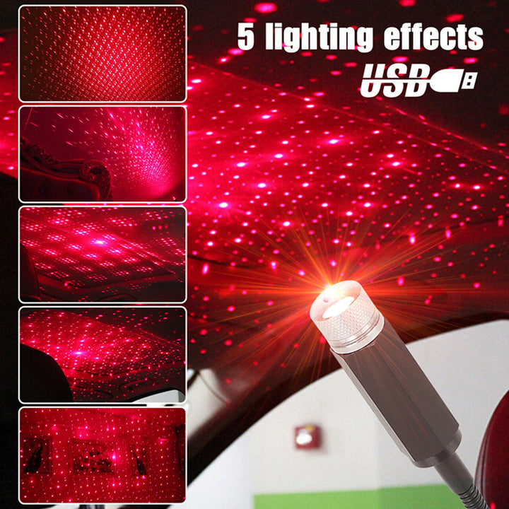 USB Car Interior LED Light Roof Atmosphere Starry Sky Lamp Star Projector Lights