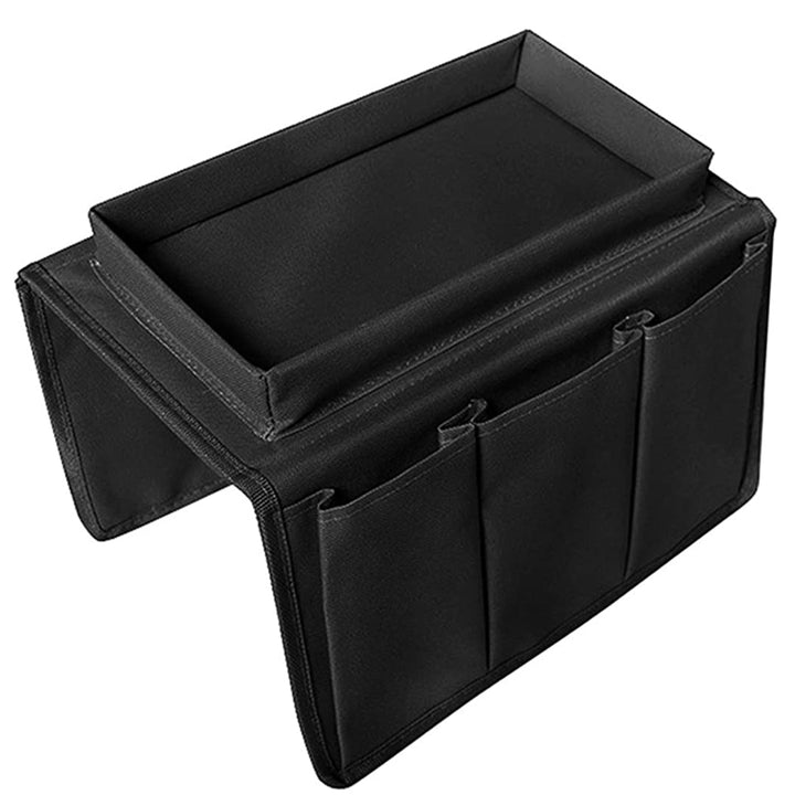 Sofa Armrest 5 Pockets Organizer, Couch Armchair Storage Caddy with Cup Holder Tray