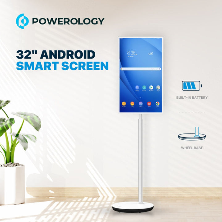 Powerology 32” Android Smart Screen Pro 1920*1080 Resolution with Wheel Base for Mobility
