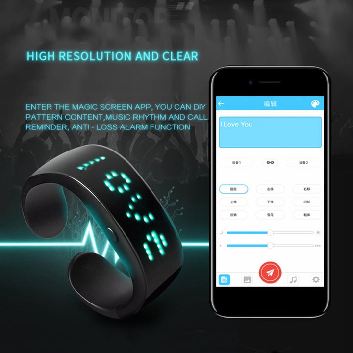 LED Light Wristband Bracelet Colorful Display Dynamic LED Light Bluetooth Bracelet