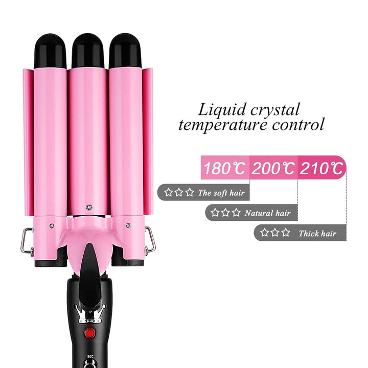 Portable Three-Cylinder Hair Straightener with Adjustable Temperature Waves