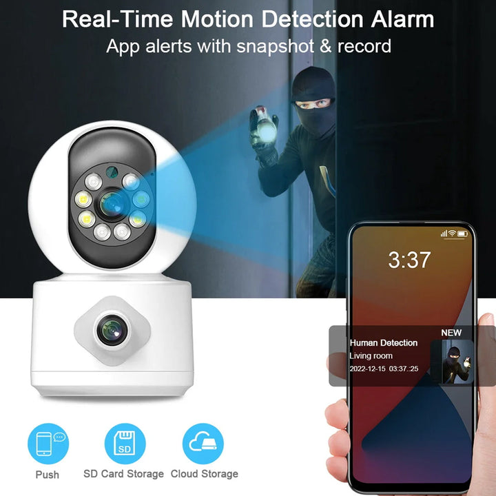 4K 8MP Dual Lens WIFI PTZ Camera AI Human Auto Tracking Indoor 4MP NVR Home Secuity CCTV Surveillance IP Camera