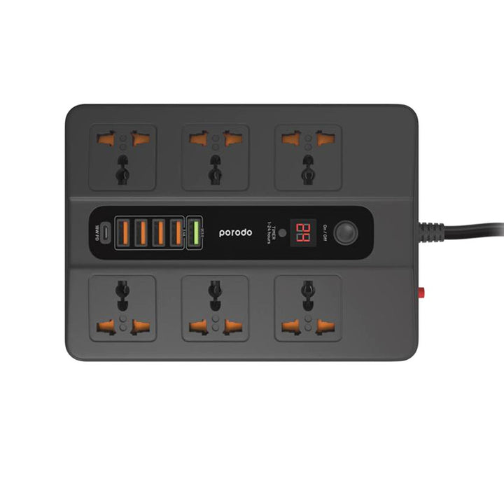 Porodo Multiport Super Hub Socket 5-USB / 6-AC / 1-USB-C PD