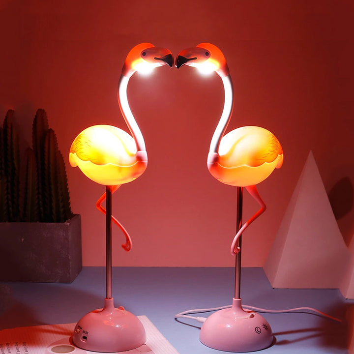 LED Flamingo Night Light Touch Reading Table Lamp USB Charging