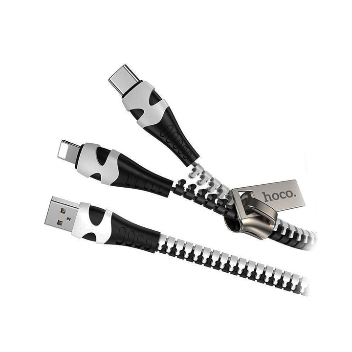 Hoco Cable 2-in-1 USB to Lightning / Type-C “U97 Zipper”