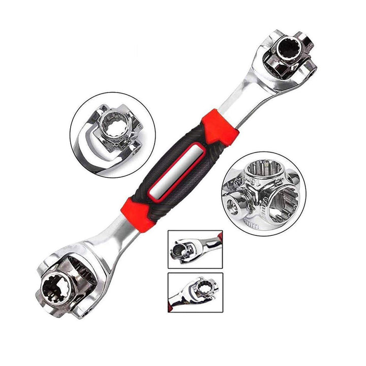 Universal Wrench 48-in-1 Multifunction Hand Tool with Spline Bolts 360 Degree Revolving Spanner