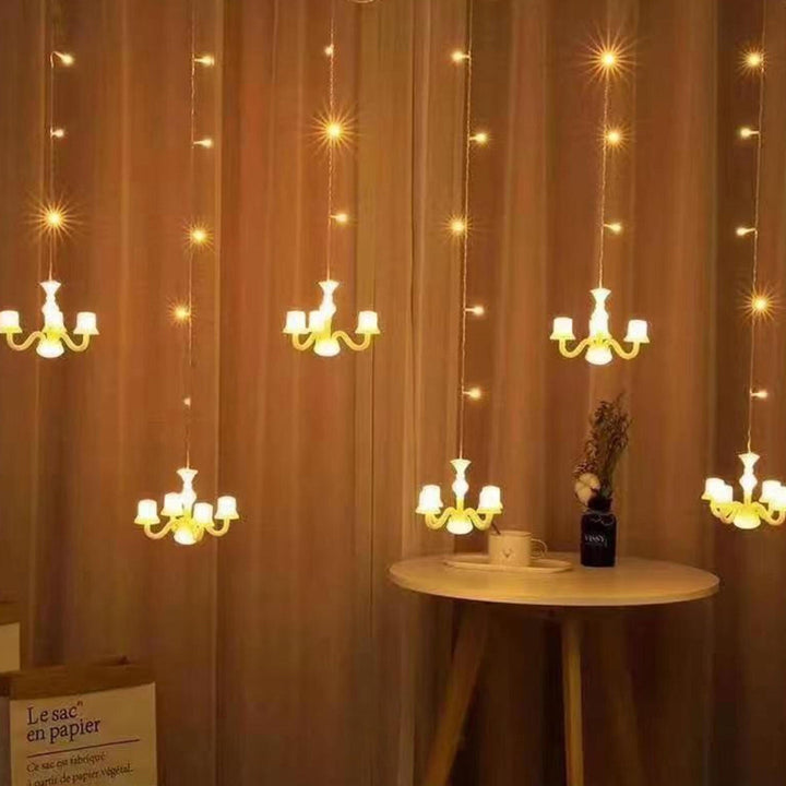 6 Chandelier LED Curtain String Lights with Different Flashing Modes