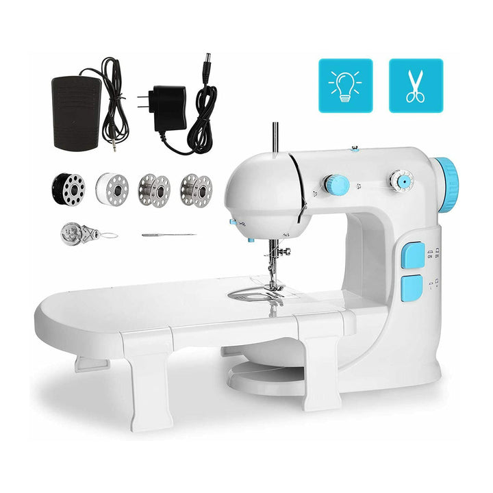 Mini Sewing Machine for Beginners, with Extension Table, Foot Pedal, 2-Speed Double Thread