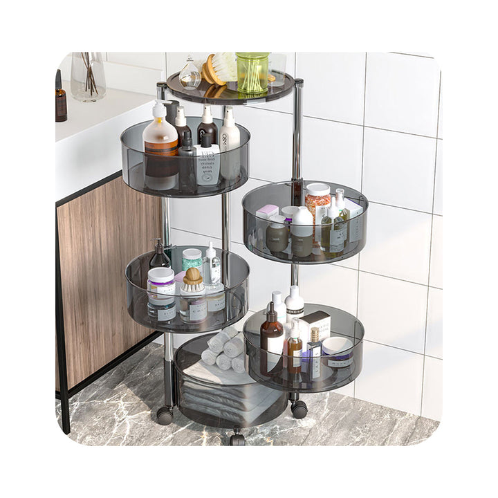 Kitchen Shelf Round Storage Racks Multi-Tiered with Wheels That Can Swivel 360 Degrees 