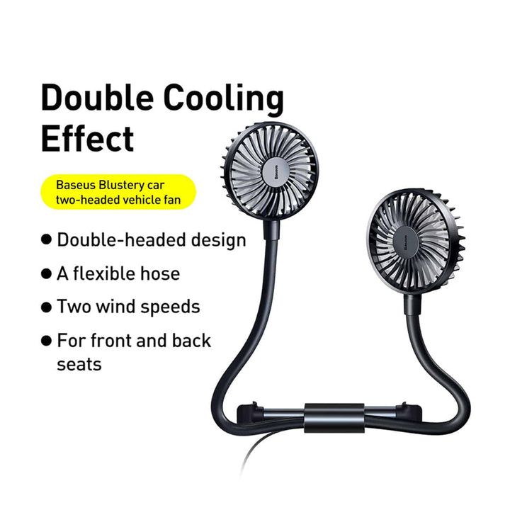 Baseus Blustery Car Dual Fan Neck Fan for Headrest 360 Degree Rotating Fan