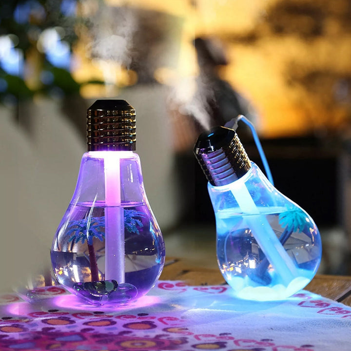 USB Portable Desktop Bulb Air Humidifier, Ultrasonic Humidifier with On/Off 7 Color Changing LED Night Lights