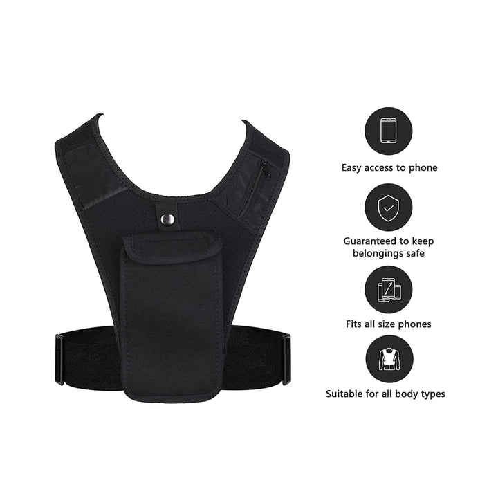 Lightweight Running Vest with Phone Holder on the Chest and Adjustable Water Resistant Waistband