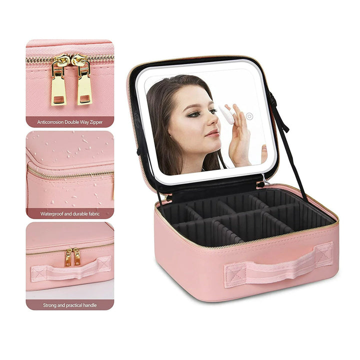 Makeup Travel Case with Mirror LED Light