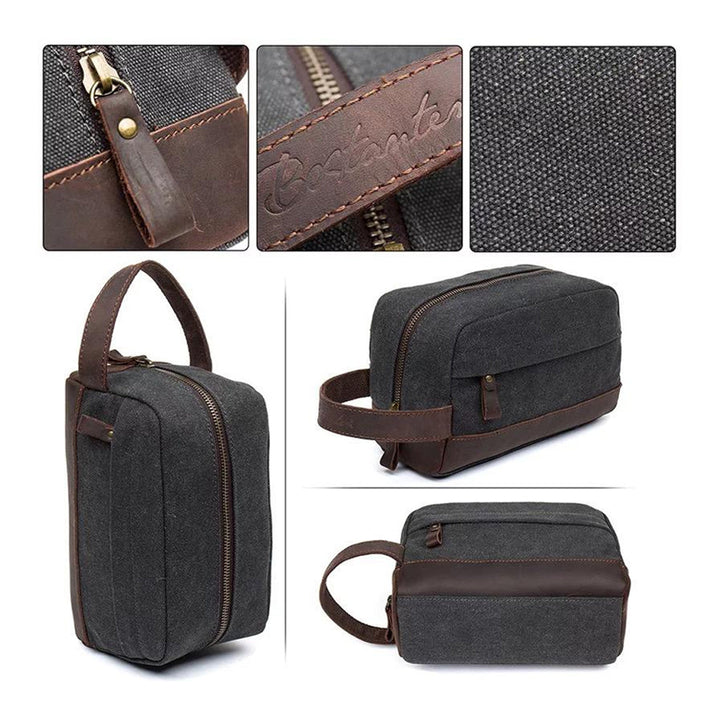 High-Quality Waterproof Unisex Leather Canvas Organizer Bag