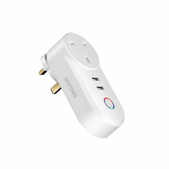 Porodo PD-WFPU2-WH Smart WiFi Plug Dual USB Charging Ports  