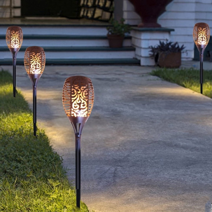 Solar Garden Torch Flame Light Outdoor 96 Led Tiki Torches With Flickering Flame