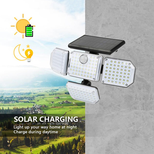 Outdoor Solar Four-head LED Human Sensor Wall Lamp IP65 Induction Wall Light