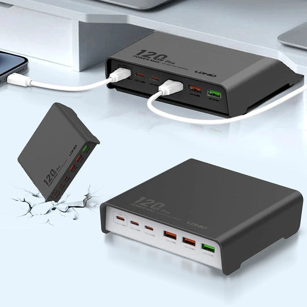 LDNIO Charging Hub with 3 Type-C Ports and 3 USB-A Ports 120W