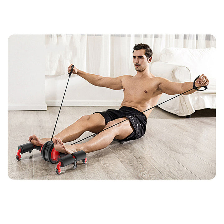 Multifunctional Abdominal Wheel Abdominal Muscle Training at Home with Knee Pad and Resistance Bands