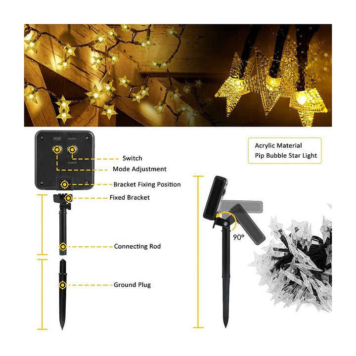 Solar Star String Lights With 8 Lighting Modes Waterproof Solar Powered