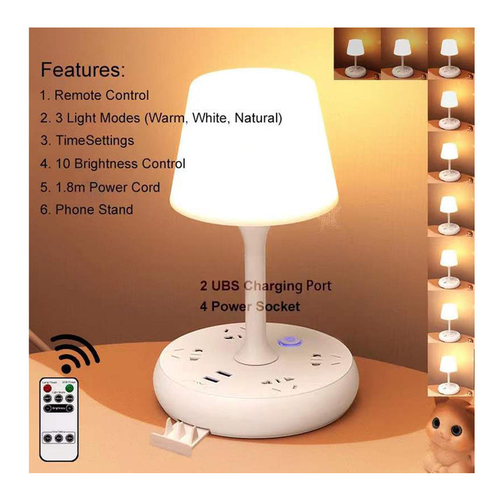 Multifunctional LED Desk Lamp with Two USB Charging Ports and 3 Lighting Modes with Remote Control