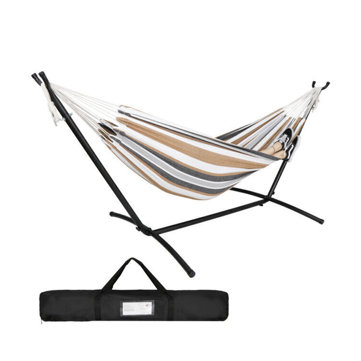 Double Oversized Hammock with Metal Stand and Carrying Bag