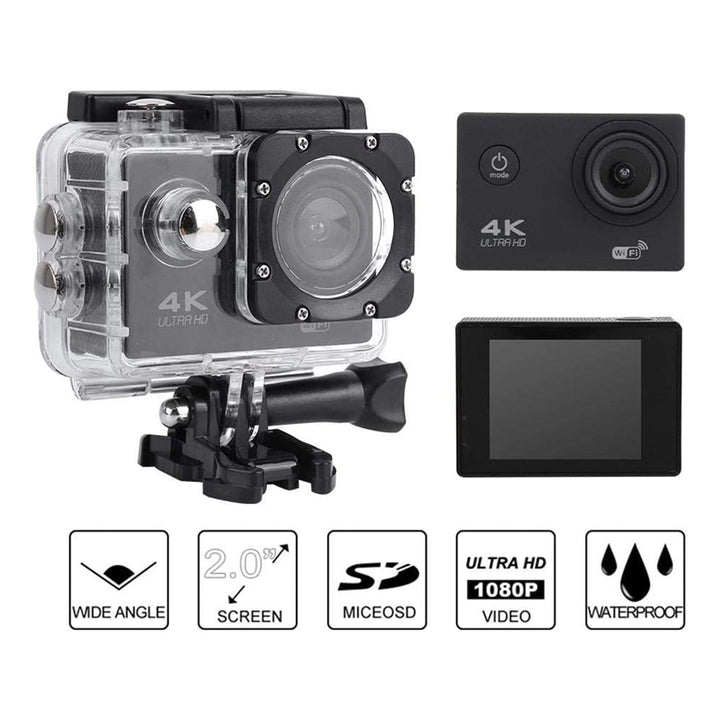 Action Cam 4K WiFi Waterproof Sports Camera 170 Degree HD Adjustable Viewing Angle 16MP