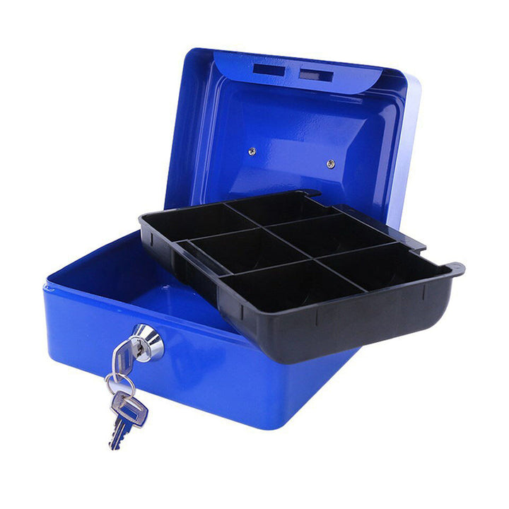 Metal Box With Lock Durable Double Layer Space Saving Cash Storage