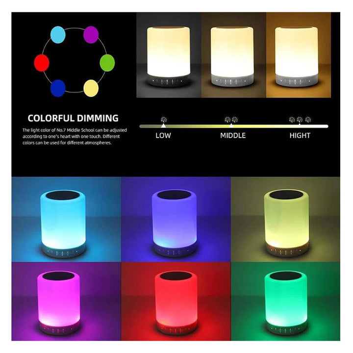 Portable Wireless Bluetooth Speaker Mini Player Touch Pat Light Colorful LED Night Light