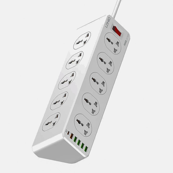 LDNIO SC10610 Slope Design Power Strip With 10 Outlets+5USB Ports+1PD Port