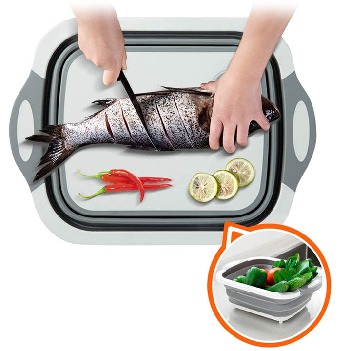 Multifunction Folding Cutting Board Plastic Storage Basket