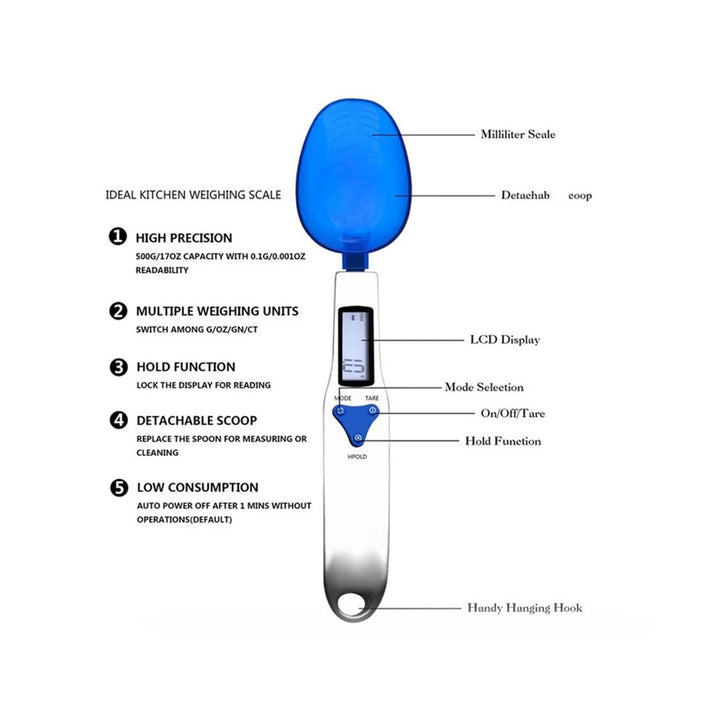 Digital Kitchen Scale Spoon Electronic Food Scale with 3 Measuring Spoons