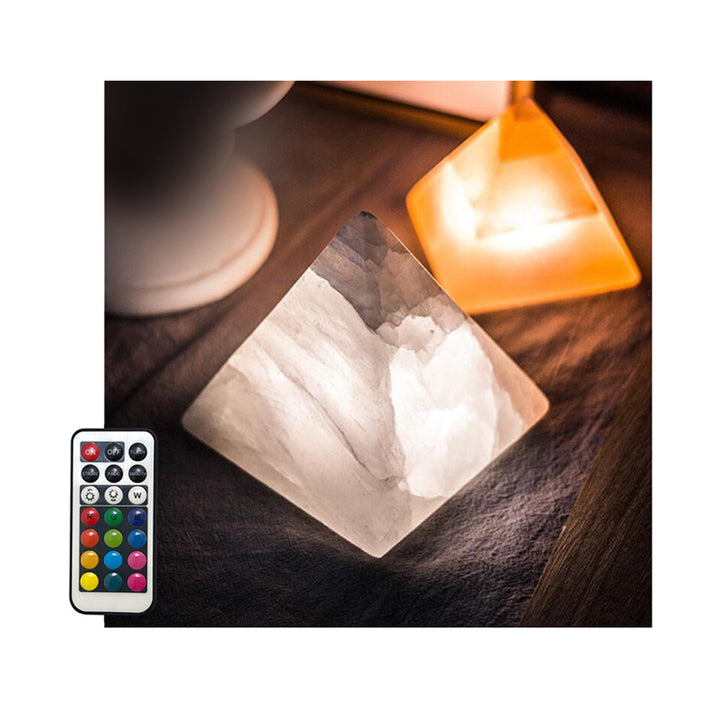 New Design Pyramidal White Natural Selenite Crystal LED Night Light