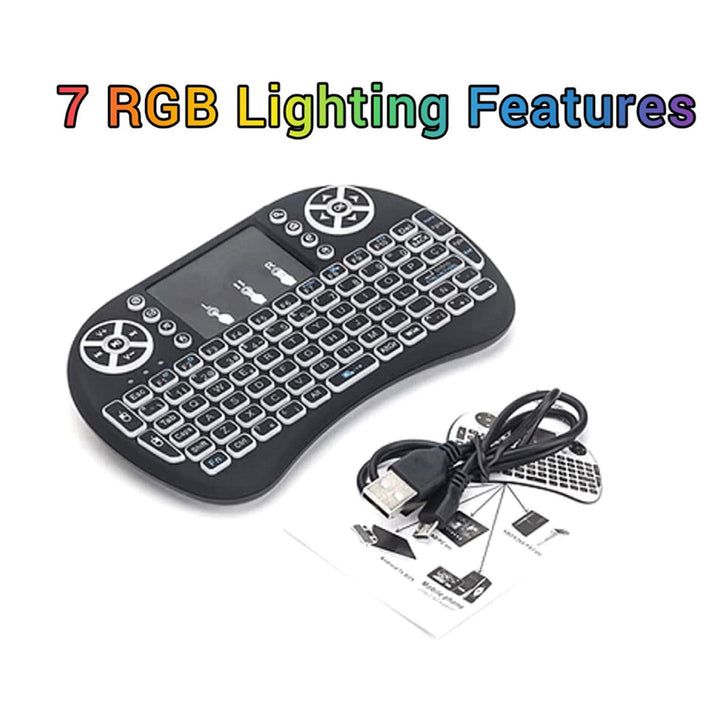 Mini Wireless Touch Pad RF500 with RGB Color Back-light Keyboard And Mouse