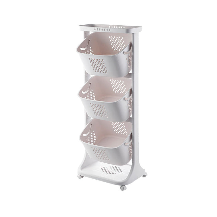 Multi-Layer Mobile Multi-Function Storage Rack With Rotatable Basket