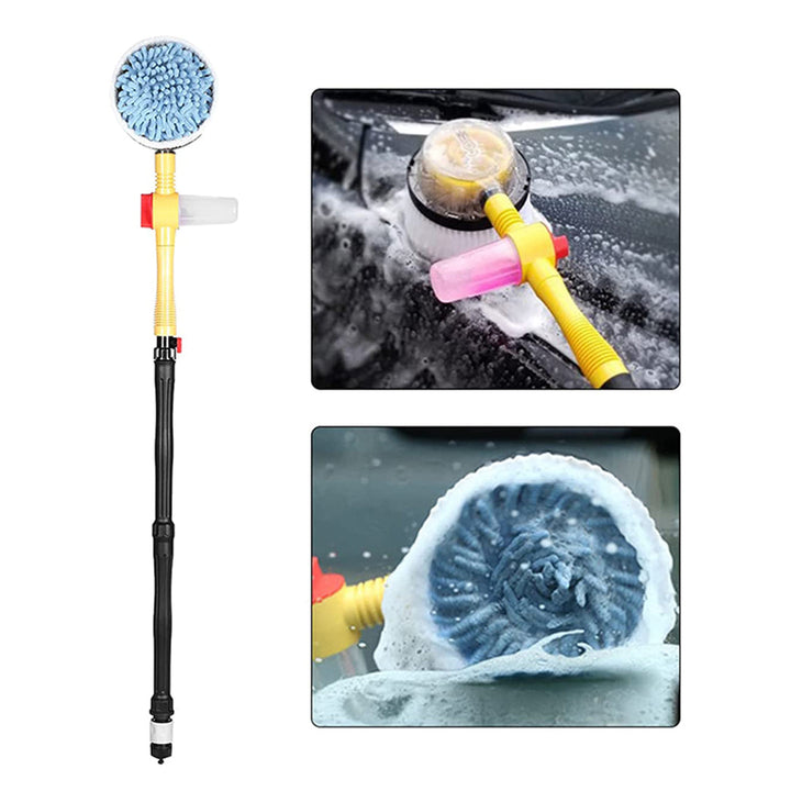 Automatic Rotating Pressure Mist Sponge Cleaner Brush Non-slip Handle with Soap Tank