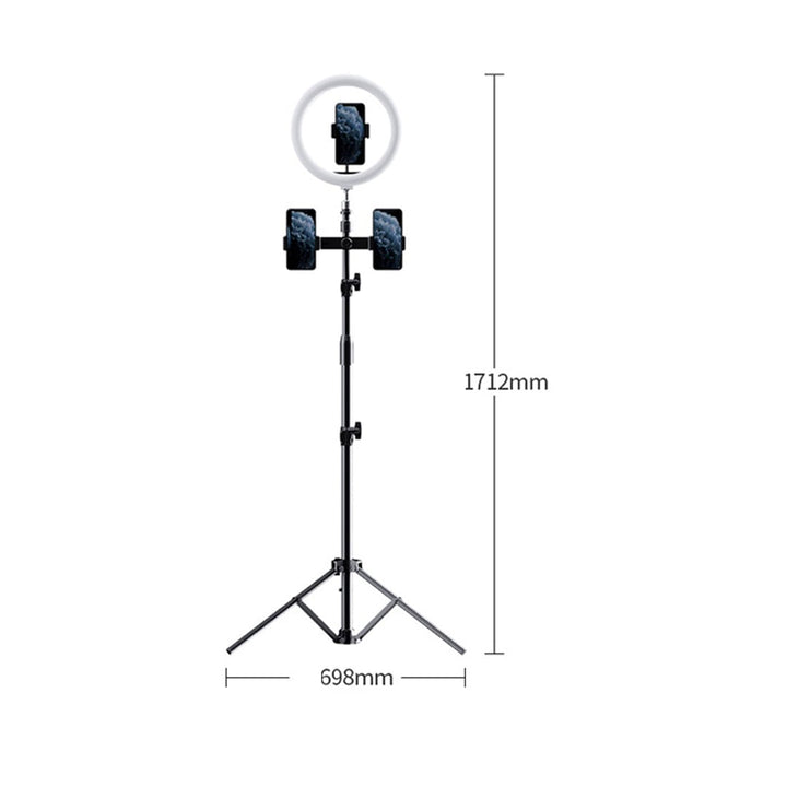 ROCK Dimmable LED Selfie Ring Light Video Live Tripod Fill Light (Multi-Phone-Holder Type)