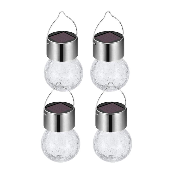 4PCS/ Pack Solar Landscape Lighting Hanging Lamp Crack Glass Ball LED Lights