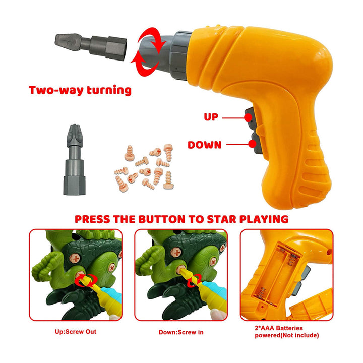 Take Apart Dinosaur Toys for Kids, Construction Dinosaur Kit with Electric Drill